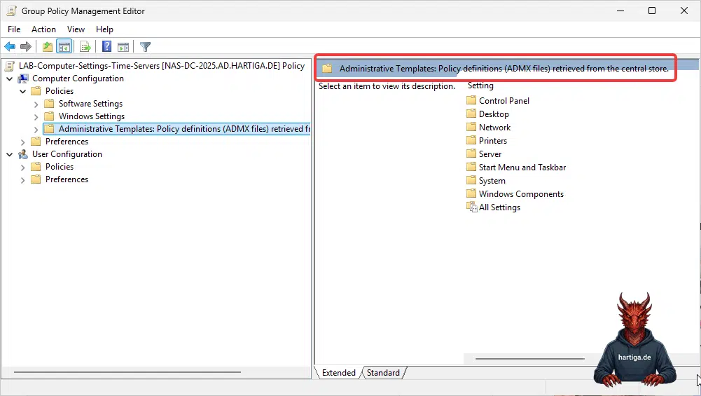 GPO Verify it is in your GPO Central Store and the PolicyDefinitions Folder is missing no more