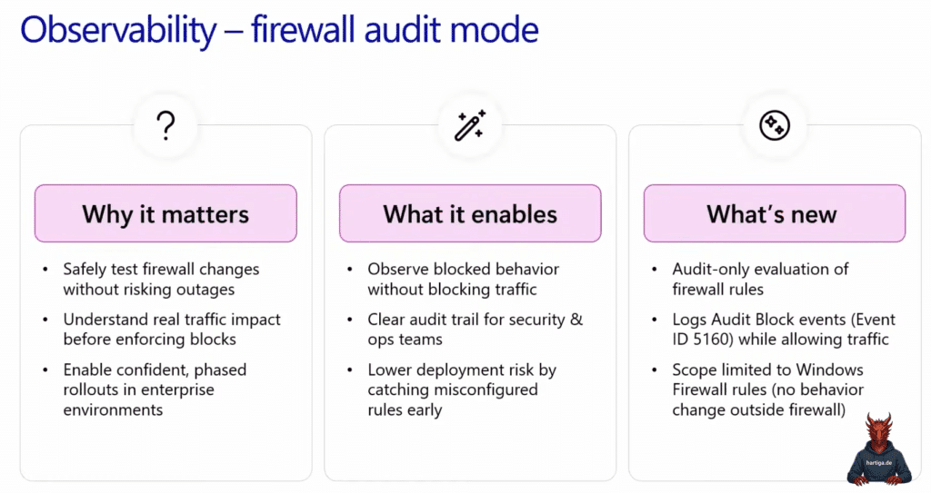 Firewall Audit Mode to diagnose and unblock misconfigured application at Windows Server 2025 Summit 2026 Day 3