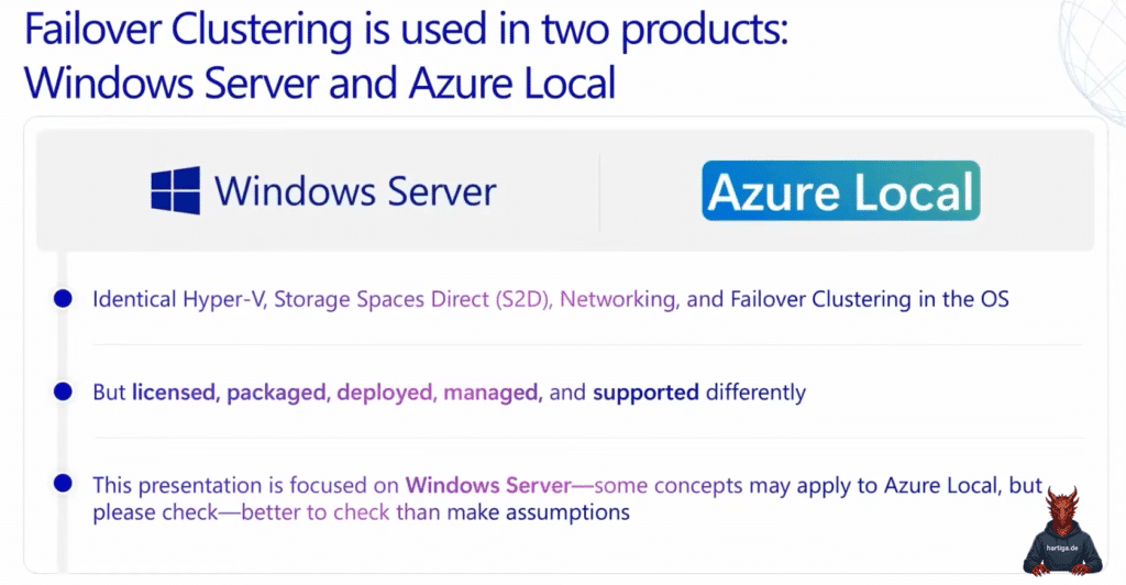 Windows Failover Cluster is used in Azure Local and Windows Server