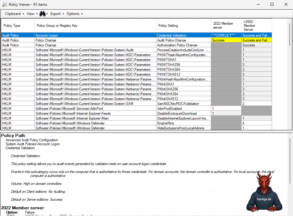Show only differences for GPO Policy Analyzer
