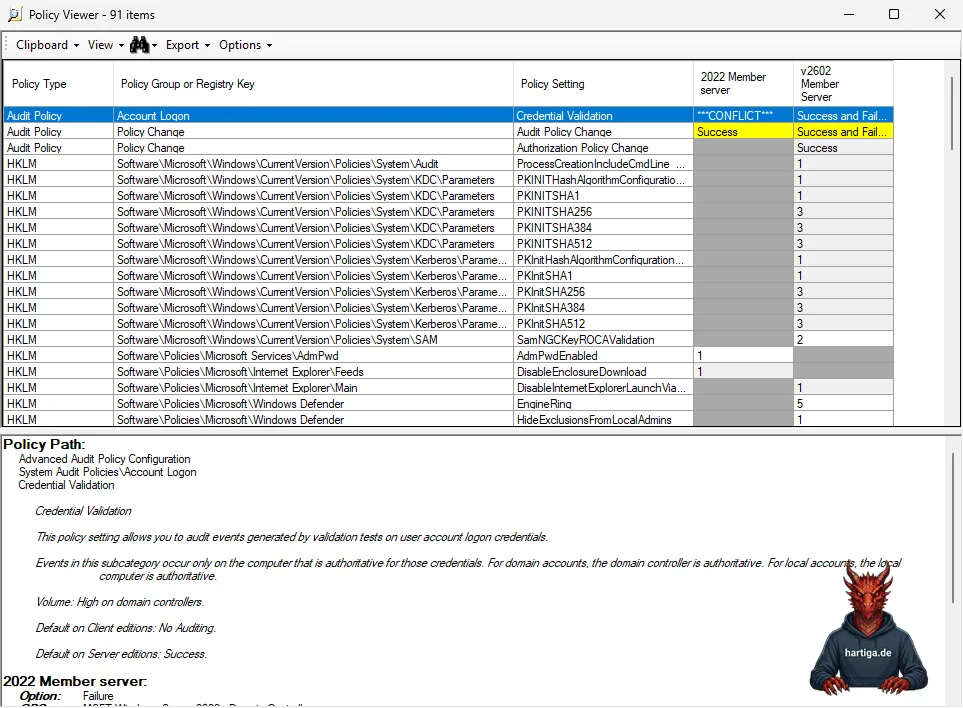 Show only differences for GPO Policy Analyzer
