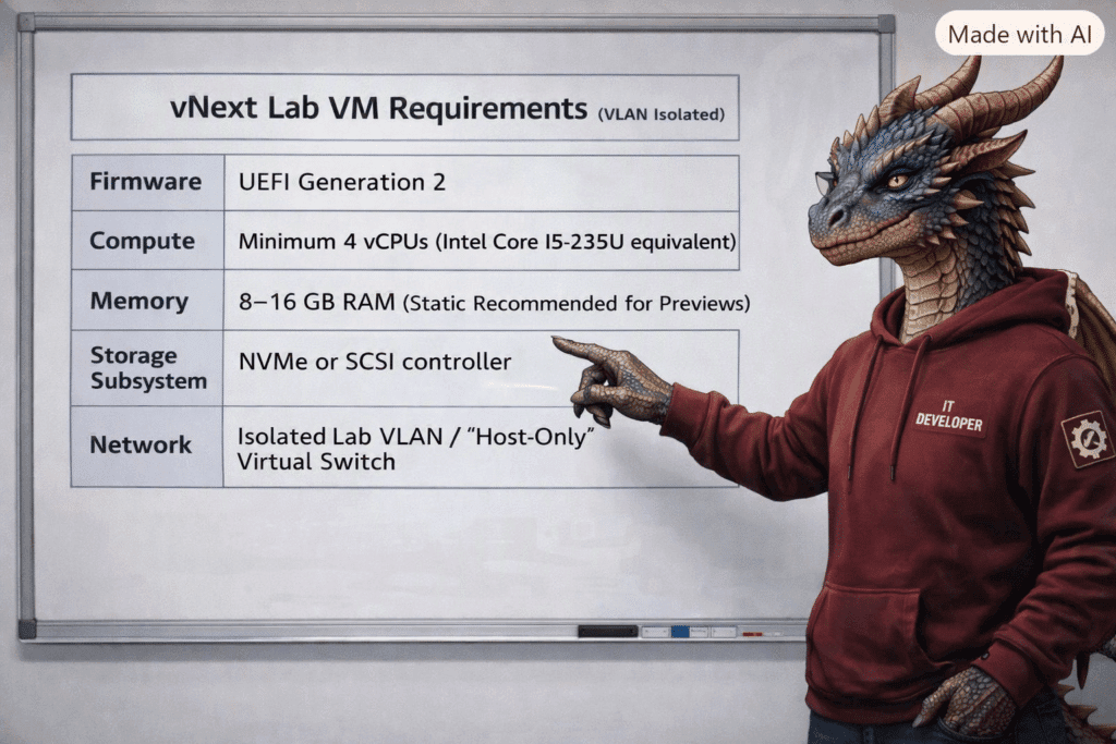 IT dragon developer presenting his vNext Server requirements - Deploy Windows Server vNext in a lab requirements