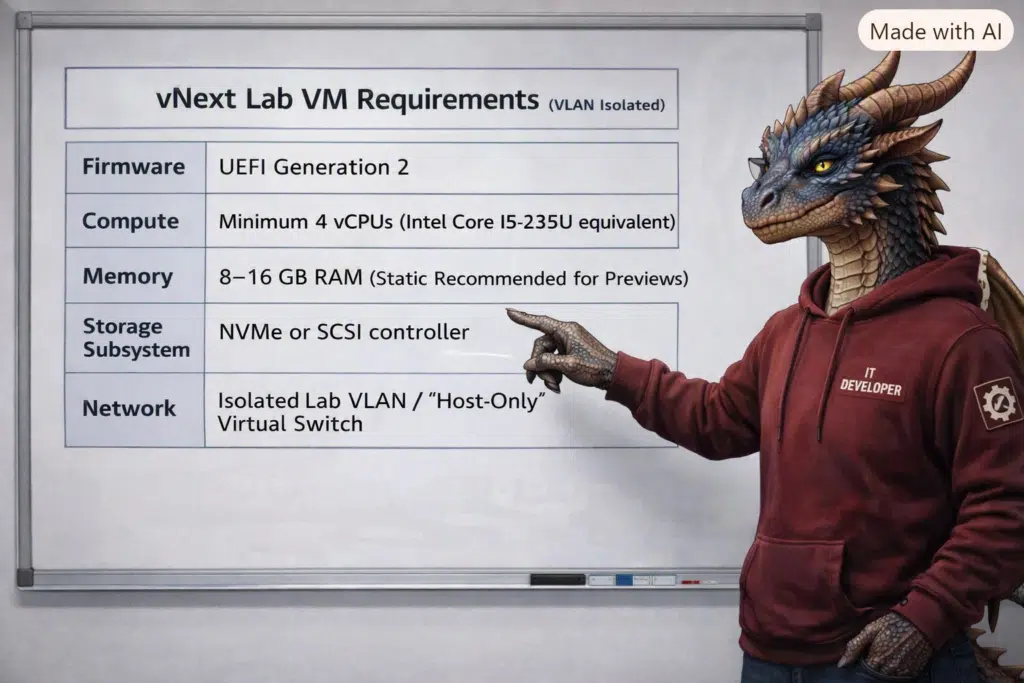 IT dragon developer presenting his vNext Server requirements - Deploy Windows Server vNext in a lab requirements