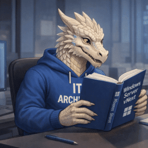 Windows Server vNext IT Architect dragon reading a book