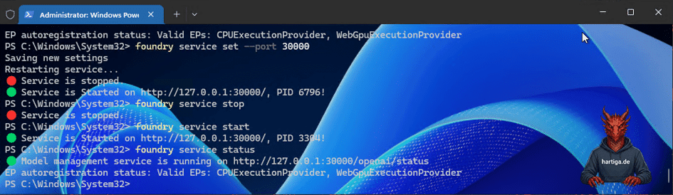 Configure a static port for Azure Foundry on Windows Server 2025 and restart the service, Foundry Local Windows Server, Phi‑4 inference, static port configuration, PowerShell commands, local LLM setup